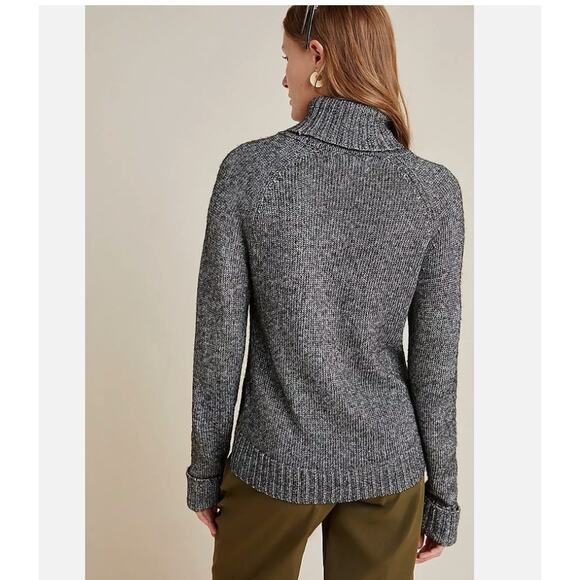 Anthropologie Coretta Shine Turtleneck Sweater Black Shimmer Wool Blend sz XS - Picture 3 of 10